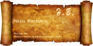 Hain Barbara névjegykártya